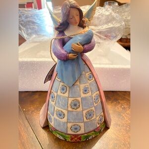 Jim Shore Angel Figurine with Floral Patchwork baby boy